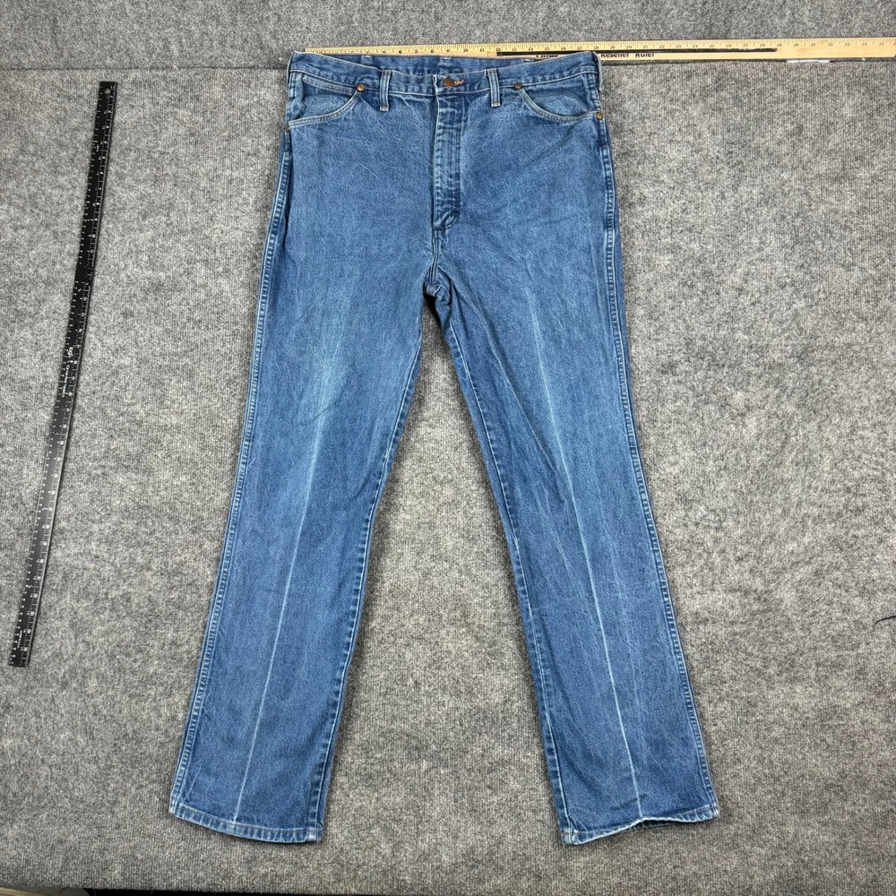 Wrangler Jeans Mens Size 40x34 Blue Cowboy Cut Slim Fit Denim Made in USA 936DEN